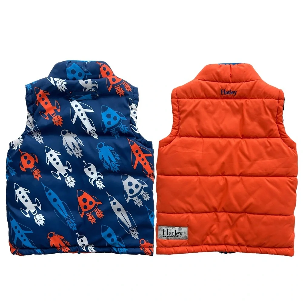 Hatley Puffer Vest Reversible Sleeveless Retro Rocket Ships (5)